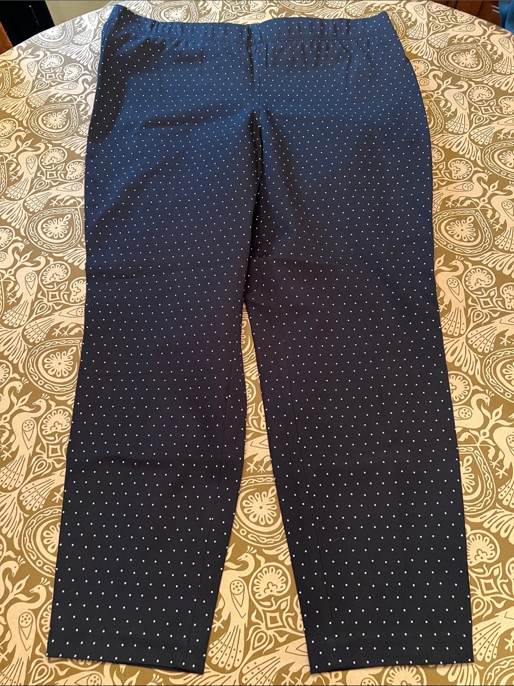 Talbots Black with White Polka Dot Skinny Ankle Curvy Pull On Pants